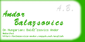 andor balazsovics business card